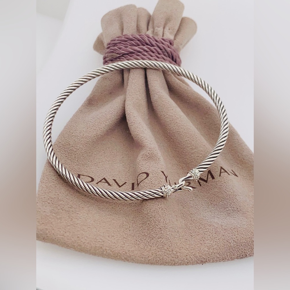 🤍David Yurman Sterling Silver Buckle Bracelet with Diamonds 🤍
